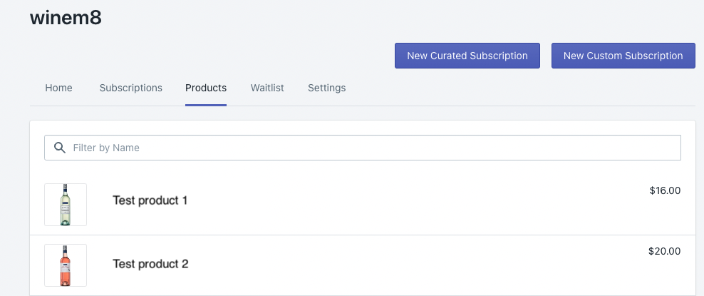 Products page