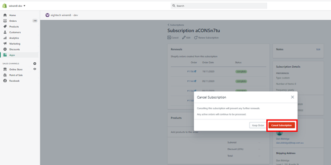 Confirm cancel subscription